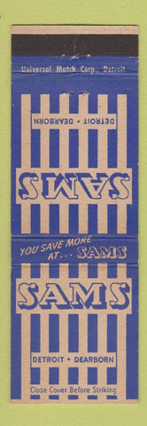 Matchbook Cover - Sams Detroit Dearborn MI Store? WEAR