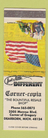 Matchbook Cover - Corner Copia Resale Shop Dearborn MI