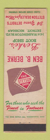 Matchbook Cover - Ben Berke Boot Shop Stetson shoes Detroit MI