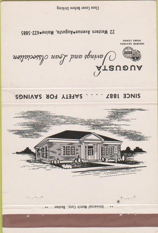 Matchbook Cover - Augusta Savings Loan Augusta ME 40 Strike