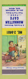 Matchbook Cover - Manhattan Cafe Sault Ste Marie MI