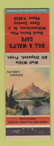 Matchbook Cover - Bill and Walt's Cafe Williamstown NJ