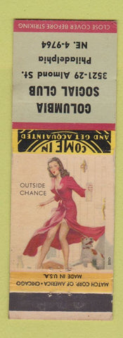 Matchbook Cover - Columbia Social Club Philadelphia PA pinup