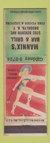 Matchbook Cover - Mannix's Bar and Grill Brooklyn NY pinup WEAR