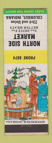 Matchbook Cover - North Side Market Deitz Meats Columbus IN hillbilly