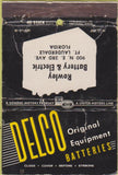 Matchbook Cover - Delo Batteries Rowley Fort Lauderdale FL WORN 40 Stick