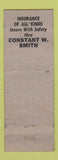 Matchbook Cover - Constant Smith Insurance CA El Gato?