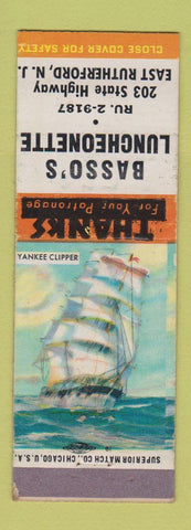 Matchbook Cover - Basso's Luncheonette East Rutherford NJ WEAR