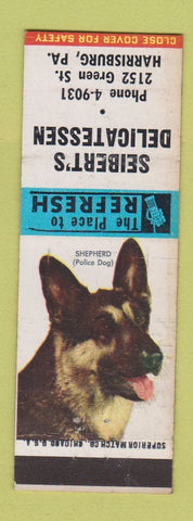 Matchbook Cover - Seibert's Deli Harrisburg PA German Shepherd