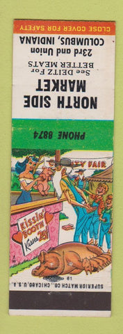 Matchbook Cover North Side Market Deitz Meats Columbus IN hillbilly KISSIN BOOTH