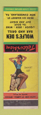 Matchbook Cover - Wolfe's Den New Cumberland PA pinup WORN