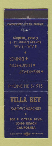 Matchbook Cover - Villa Rey Smorgasbord Long Beach CA
