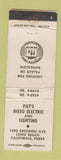 Matchbook Cover - Pat's Bisso Electric and Lighting Long Beach CA WEAR