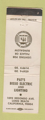 Matchbook Cover - Pat's Bisso Electric and Lighting Long Beach CA WEAR
