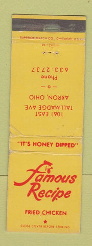Matchbook Cover - Famous Recipe Fried Chicken Akron OH WORN