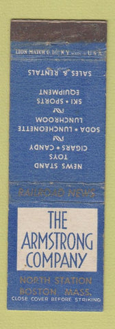 Matchbook Cover - Armstrong Railroad News Boston MA North Station WEAR