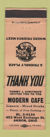 Matchbook Cover - Modern Cafe Akron OH