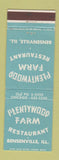Matchbook Cover - Plentywood Farm Restaurant Bensenville IL