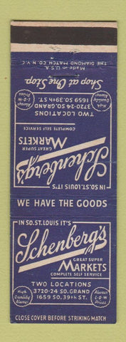 Matchbook Cover - Schenberg's Markets Grocery South St Louis MO