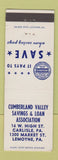 Matchbook Cover - Cumberland Valley Savings and Loan Carlisle Lemoyne PA