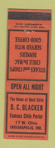 Matchbook Cover - DC Blacker Chile Parlor Indianapolis IN