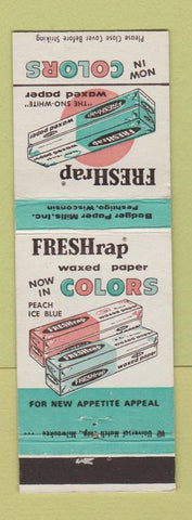 Matchbook Cover - Fresh Rap Waxed Paper Peshtigo WI Badger Paper Mills