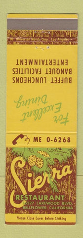 Matchbook Cover - Sierra Restaurant Bellflower CA
