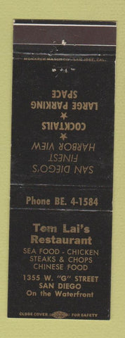 Matchbook Cover - Tom Lai's Restaurant San Diego CA WEAR