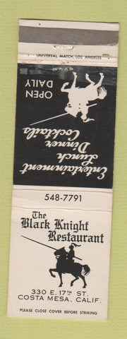 Matchbook Cover - Black Knight Restaurant Costa Mesa CA