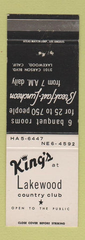 Matchbook Cover - King's at Lakewood Country Club CA