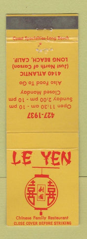 Matchbook Cover - Le Yen Chinese Restaurant Long Beach CA