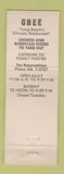 Matchbook Cover - Chee Chinese Restaurant Long Beach CA WEAR