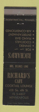 Matchbook Cover - Richard's Cafe Minneapolis MN WEAR