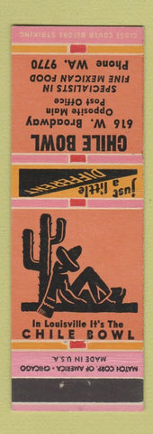 Matchbook Cover - Chile Bowl Mexican Restaurant Louisville KY