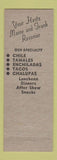 Matchbook Cover - Chile Bowl Mexican Restaurant Louisville KY