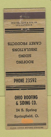 Matchbook Cover - Ohio Roofing and Siding Springfield OH WORN