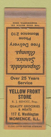 Matchbook Cover - Yellow Front Store Momence IL grocery WORN
