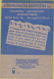 Matchbook Cover - Consolidated Engineers Inc Springfield MA 40 Strike