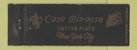 Matchbook Cover - Casa Minasso New York City Full Length