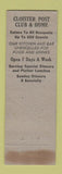 Matchbook Cover - American Legion Cloister Post Ephrata PA WEAR #1 Full Length