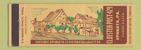 Matchbook Cover - American Legion Cloister Post Ephrata PA #2