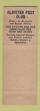 Matchbook Cover - American Legion Cloister Post Ephrata PA #2