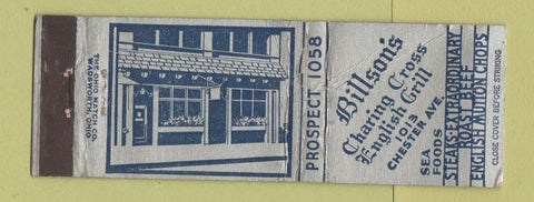 Matchbook Cover - Billson's Charing Cross Grill  WORN