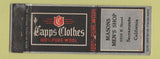 Matchbook Cover - Masons Mens Shop Capps Clothes Sacramento CA WEAR