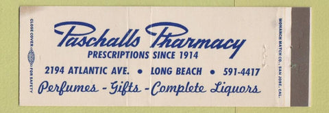 Matchbook Cover - Paschalls Pharmacy Drug Long Beach CA WEAR