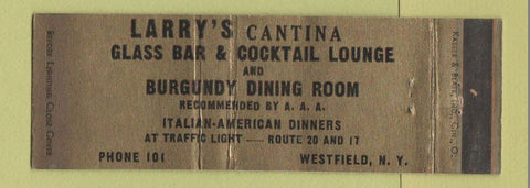 Matchbook Cover - Larry's Cantina Glass Bar Westfield NY Full Length