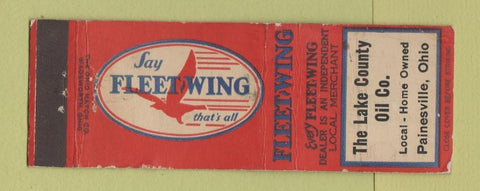 Matchbook Cover - Fleet Wing oil gas Painesville OH WORN BACK