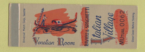Matchbook Cover - Italian Village Restaurant Seattle WA