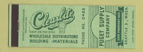Matchbook Cover - Puget Supply Company Seattle WA building materials lumber