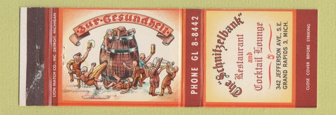 Matchbook Cover - The Schnitzelbank Restaurant Grand Rapids MI
